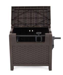 Suncast 175 ft. Wicker Style Resin Hose Hideaway with Hose Guide, Java 1 Pack 14 71KUk2FCV1L