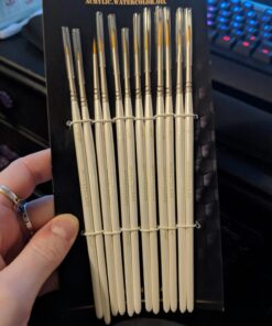 MyArtscape Artist Supplies Miniature Paint Brushes, Set of 12 for Detail & Fine Point Painting - use with Acrylic, Watercolor, Oil, Gouache - for Pinstriping, Warhammer 40k, Models & Lettering White 53 71KVqx5cluL