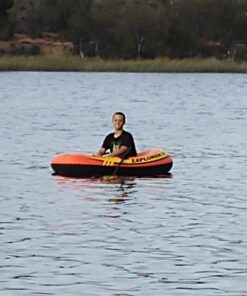 INTEX Explorer Inflatable Boat Series: Dual Air Chambers – Welded Oar Locks – Grab Handles – Bow Rope – Sporty Design Explorer 200 Set 50 71KWO3X5ArL