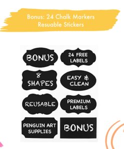 Homarden Liquid Chalk Markers - 12 Washable Colors, Fine Tip Chalk Pens (3mm), Wet Erase Markers for Blackboard, Glass, Window, Chalkboard Signs, Car - Reversible Tip & Chalkboard Stickers Vibrant 26 71KWdzQpJyL
