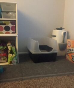 IRIS USA Open-Top Cat Litter Box with Shield and Scoop, Black Regular 48 71KXs4D8FfL