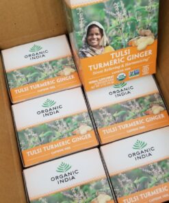 Organic India Tulsi Turmeric Ginger Herbal Tea - Holy Basil, Stress Relieving & Harmonizing, Immune Support, Healthy Inflammatory Response, Aids Digestion, Caffeine-Free - 18 Infusion Bags, 1 Pack 28 71KYubM aeL