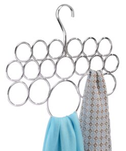 iDesign Axis Metal Loop Scarf Hanger, No Snag Closet Organization Storage Holder for Scarves, Men's Ties, Women's Shawls, Pashminas, Belts, Accessories, Clothes, 18 Loops ,0.3" x 9.9" x 11.2", Chrome 23 71KZImt9fQL