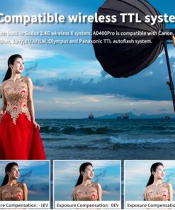 Godox AD400 Pro AD400Pro Outdoor Flash Strobe, Portable 400W 2.4G TTL 1/8000 HSS Monolight, 0.01-1s Recycle, 30W LED Modeling Lamp with Rechargeable Battery and Bowens Mount 46 71KZwBJJ42L