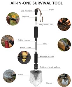 FiveJoy Professional Survival Shovel Multitool - Portable Collapsible Tactical Tool - Entrenching Backpack Equipment for Hiking Camping Car - Gifts for Men Dad Husband (Shovel RS) 15 71KZwjp lQL