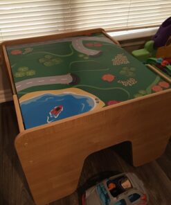 KidKraft 2-in-1 Reversible Top Activity Table with 200 Building Bricks and 30-Piece Wooden Train Set, Natural, Gift for Ages 3+ 60 71Kbm5apq4L