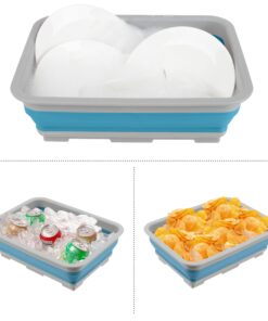 Wakeman Outdoors Collapsible Multiuse Wash Bin- Portable Wash Basin/Dish Tub/Ice Bucket with 10 L Capacity for Camping, Tailgating, More Blue 1 Pack Outdoor 30 71Kbxs8E4tL