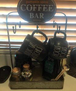 Benzara BM177866 Rustic Galvanized Metal Crockery Holder with Cup Hooks, Gray 36 71KeM0qlyoL