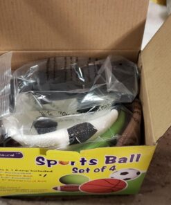 AppleRound Pack of 4 Sports Balls with 1 Pump: 1 Each of 5" Soccer Ball, 5" Basketball, 5" Playground Ball, and 6.5" Football (4 Balls and 1 Pump) 54 71Kgoj7ky9L