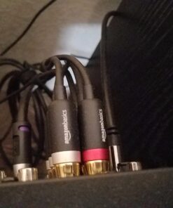 Amazon Basics 3.5mm to 2-Male RCA Adapter Audio Stereo Cable For Speaker, 8 Feet 1-Pack 33 71KjImB08aL