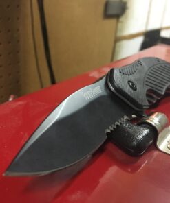 Kershaw Clash Black Serrated Pocketknife, 3" 8Cr13MoV Steel Drop Point Blade, Assisted One-Handed Flipper Opening, Folding Utility EDC 53 71Kk6nTDqRL