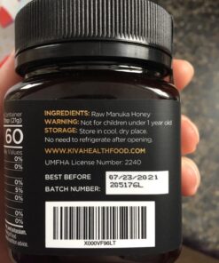 Kiva Raw Manuka Honey, UMF 20+ | MGO 850+ | 100% Pure Genuine New Zealand (8.8oz/250g Bottle) | Non-GMO | No Antibiotics | Traceable | Certified 8.8 Ounce (Pack of 1) 45 71KlQ4MkGtL