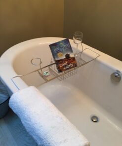 iPEGTOP Stainless Steel Bathtub Caddy Tray - Over Bath Tub Racks Shower Organizer with Extending Sides, Removable Wine Glass Book Holder 34 71KlsihwdEL