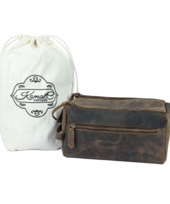 KOMALC Premium Buffalo Leather Unisex Toiletry Bag Travel Dopp Kit Distressed Tan 43 71Km1dsN7IL