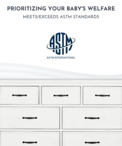 Evolur Belmar Double Dresser in Weathered White, Comes Assembled, Included Anti-Tip Kit, Seven Spacious Drawers, Dresser For Nursery, Bedroom, Wooden Nursery Furniture 54x20.25x33 Inch (Pack of 1) 15 71KmCw9AfxL