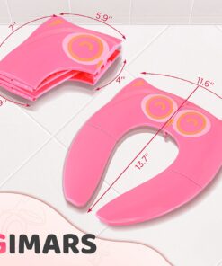 Gimars Portable Travel Potty Seat for Toddlers, Large Folding Travel Potty Seat For Kids Fits All Shape Toilet, Foldable Toilet Seat for Boys & Girls With 6 Non-Slip Silicone Pad, Free Carry Bag, Pink 32 71KnTO5YSxL