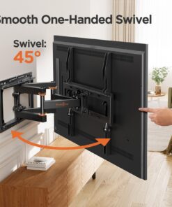 Perlegear Full Motion TV Wall Mount for 26-65 inch TVs, TV Bracket Supports Swivel Articulating Level Extension Tilt Arms, Max VESA 400x400mm up to 99lbs, 16" Wood Studs, PGMFK4 24 71KoGUMvQKL