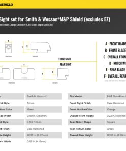 AMERIGLO i-Dot Sight Set, Compatible with Smith & Wesson M&P Shield (Excludes EZ) | Durable High-Performance Green Tritium Front & Rear Night Sights Green/Orange 26 71KoaMBkHNL 1
