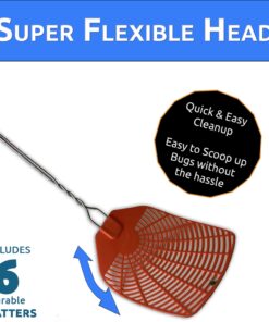 Bug & Fly Swatter – Braided Metal Handle 6 Pack Fly Swatters – Indoor/Outdoor – flyswatter 18 inch - Set of 6 18 71KpRyEnJZL