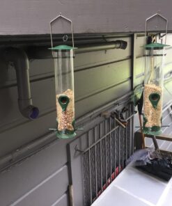 12 Inches Tube Bird Feeders for Outdoors Hanging, 4 Feeding Ports, Hard Plastic Bird Feeder Outdoor Weatherproof and 4 Inch Steel Hanger, Wild Bird Feeders, Finch Feeder, Bird Feeders Outside Hanging 1 4 Ports 49 71KpzvFIerL