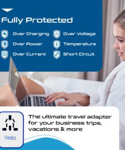 Ceptics Universal Travel Adapter Plug World Power W/ 4 USB Ports - Charge Cell Phones, Smart Watches, iPhones - For International Europe, China, UK, UAE, Australia - Type A, C, G, I 1 Pack World Adapter W/USB 32 71Kq095zsL