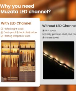 Muzata 6-Pack 3.3ft/1Meter U Shape LED Aluminum Channel System with Cover, End Caps and Mounting Clips Aluminum Profile for Under Cabinet LED Strip Light Installations U1SW WW LU1 39 71Kr9UuJtL