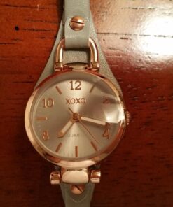 Accutime XOXO Women's Analog Watch with Rose Gold-Tone Case, Gray Sunray Dial, Narrow Gray Leather Strap - Official XOXO Woman's Rose-Gold Watch - Model: XO3400 30 71Ksd21shQL