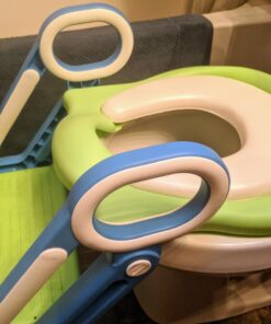 Potty Training Toilet Seat with Step Stool Ladder for Boys and Girls Baby Toddler Kid Children Toilet Training Seat Chair with Handles Padded Seat Non-Slip Wide Step (Blue Green) Blue+Green 48 71KvOZM2IoL