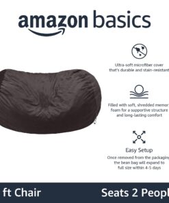 Amazon Basics Memory Foam Filled Bean Bag Lounger with Microfiber Cover, 6 ft, Grey, Solid 23 71KvpcWGe1L