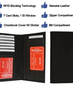 Marshal RFID Blocking Leather Checkbook Organizer ID Credit Card Holder Wallet (Black) Black 5 71Kw4BupbfS