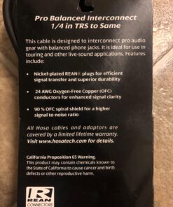 Hosa HSS-020 REAN 1/4" TRS to REAN 1/4" TRS Pro Balanced Interconnect, 20 Feet 20 ft HSS-020 20 ft 8 71KxQ8pl5BL