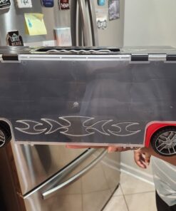 Amazon Basics Toy Car Carrier Truck With Storage For Kids Ages 3 and Up, 6-Pieces Diecast Vehicles & 16 Accessories, Multicolor, Medium 61 71L aA18EfL