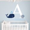 Decalzome Inc Personalized Whale Name Nautical Decor - Nautical Theme Nursery Wall Decals - Baby Shark Wall Decals Room Decor Stickers - Under The Sea Art Mural Vinyl Sticker - Baby Boy & Girl Decor 18 71L reMOt8L 3