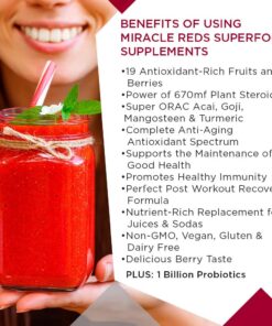 MacroLife Naturals Miracle Reds Superfood Supplement Powder Antioxidants Polyphenols Enzymes Probiotics - Raw Non-GMO Organic Vegan Gluten & Dairy Free - 10oz (30 Servings) 30 Servings (Pack of 1) 13 71L1WrtP1mL 2