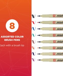 Alternative view of SAKURA Pigma Micron Brush Pens - Archival Black and Colored Ink Pens - Pens for Writing, Drawing, or Journaling - Black and Assorted Colored Ink - Brush Nibs - 8 Pack 8 Color Set Colors May Vary