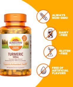 Sundown Turmeric Supplement, 500 mg, Supports Antioxidant Health, 90 Capsules 90 Count (Pack of 1) 10 71L4 IkxX L