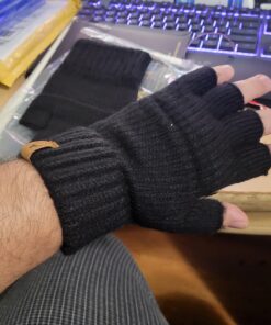LADES Fingerless Gloves - Thermal Winter Gloves Warm Knitted Half Finger Gloves Mittens for Men Typing Driving Working Black 22 71L41q2BAnL