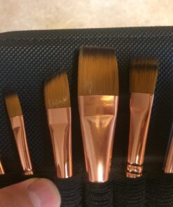 MyArtscape Travel Paint Brush Set, 7 Ultra Short-Handle Brushes with Case Holder - for Watercolor, Gouache and Acrylic - Synthetic Hair - Ideal for Plein Air Painting - Art Supplies 51 71L4sYmEHuL