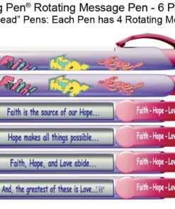 Alternative view of Greeting Pen "Faith, Hope, Love" Scripture Pens, Scripture Verses with Rotating Messages, 6 Pen Set (36031)