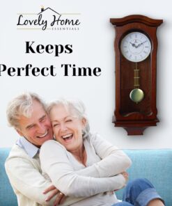 Pendulum Wall Clock Battery Operated - Hanging Grandfather Wall Clock with Pendulum - Quiet Wood Pendulum Clock - Decorative Wooden Wall Clock for Living Room Decor, Office & Home Décor Gift 23.5x9.75 Classic Dark Brown 15 71L6SOcxKWL
