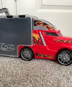 Amazon Basics Toy Car Carrier Truck With Storage For Kids Ages 3 and Up, 6-Pieces Diecast Vehicles & 16 Accessories, Multicolor, Medium 67 71L7ErDvJdL