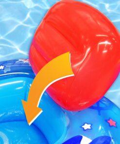 SwimSchool Lil’ Skipper Baby Boat – 6-18 Months – Inflatable Baby Pool Float with Adjustable Backrest and Safety Seat – Blue/Red Blue,red 20 71LABSz0roL