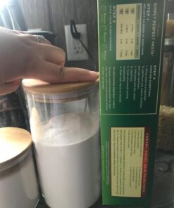 ComSaf Airtight Canisters for Bulk Food Storage Set of 3-17/22/43oz, BPA Free High Borosilicate Glass Cookies Jar with Bamboo Lid, Cylinder Cereal Container with Sealing 17oz/22oz/43oz 40 71LAu6pAhtL