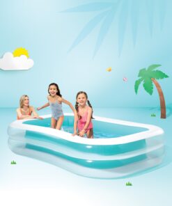 Intex 56483EP Inflatable 8.5' x 5.75' Swim Center Family Pool for 2-3 Kids, Backyard Splash Pool for Children 6+ Years Old, 198-Gallons, Blue & White Family Swim Center 37 71LB9aDrwpL