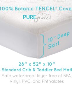 PUREgrace Crib Mattress Protector, Breathable Tencel Cover, Sensitive Skin Friendly Waterproof Pad 20 71LBwsaeLJL
