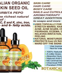 Botanical Beauty ORGANIC PUMPKIN SEED OIL Australian. 100% Pure Natural Unrefined Cold Pressed Carrier Oil. 2 Fl.oz.- 60 ml. For Skin, Hair, Lip, Nails. Richest Sources of Vitamins A, C, E, K 19 71LC1nP6DvL