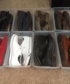 Sterilite 6 Qt Storage Box, Stackable Bin with Lid, Plastic Container to Organize Shoes and Crafts on Closet Shelves, Clear with White Lid, 12-pack 6 Quart 50 71LC8kx QL