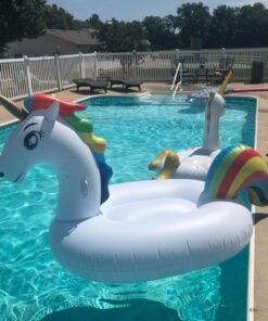dreambuilderToy Giant Inflatable Unicorn Pool Float, 9 Feet Long , Unicorn Pool Float Floatie Ride On Large raft Summer Beach Pool Party Lounge for Kids and Adults (Unicorn Float) 25 71LCLe R6DL