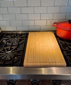 BambooMN Bamboo Burner Cover/Cutting Board for Viking Cooktops, New Vertical Cut, Large, Extra Long (23"x11.78"x0.75") (23"x11.78"x0.75") Vertical Cut, Long 13 71LCQWgAbtL