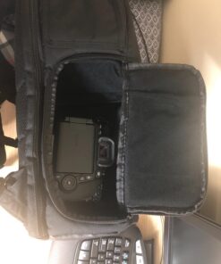 USA Gear DSLR Camera Backpack Case - 15.6 inch Laptop Compartment, Padded Custom Dividers, Tripod Holder, Rain Cover, Long-Lasting Durability and Storage Pockets - Compatible with Many DSLRs (Black) Black 70 71LDVoF42XL